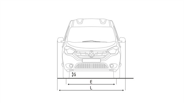 Renault DOKKER Van - vue face avant avec dimensions