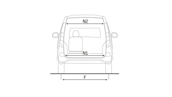 Renault DOKKER Van - vue face arrière avec dimensions