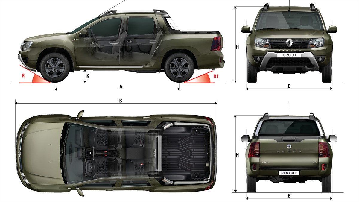 Renault Duster Oroch - dimensions